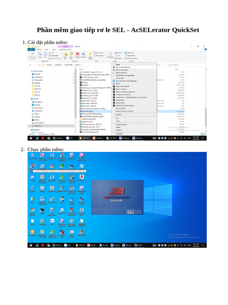 2-Phần Mềm Giao Tiếp Rơ Le SEL - AcSELerator QuickSet | PDF