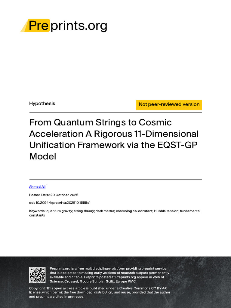 11D Unification Framework in EQST-GP | PDF | Dark Matter | Quantum Gravity