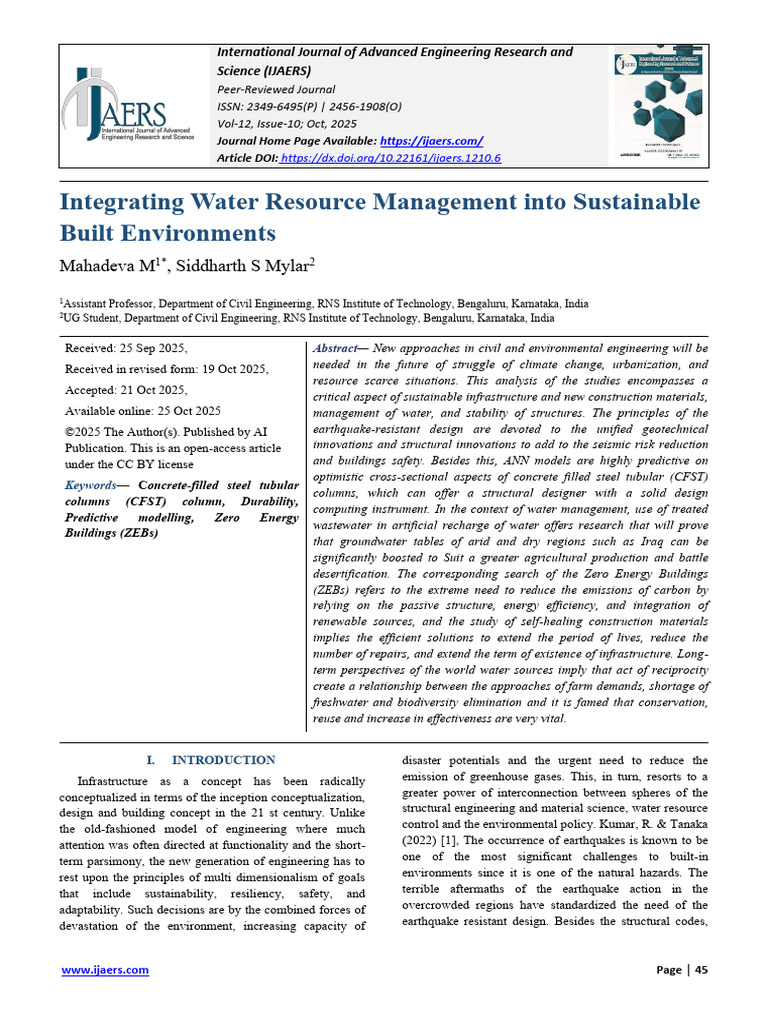 Water Management in Sustainable Engineering | PDF | Infrastructure ...