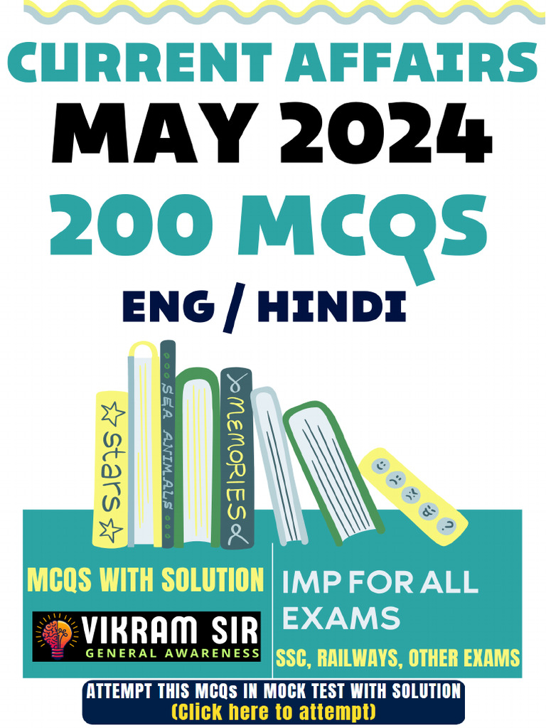 May 2024 - 200 Current Affairs Mcqs (Bilingual) | PDF