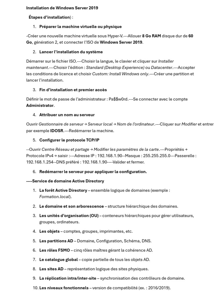 Guide d'installation de Windows Server 2019 | PDF | Active Directory ...
