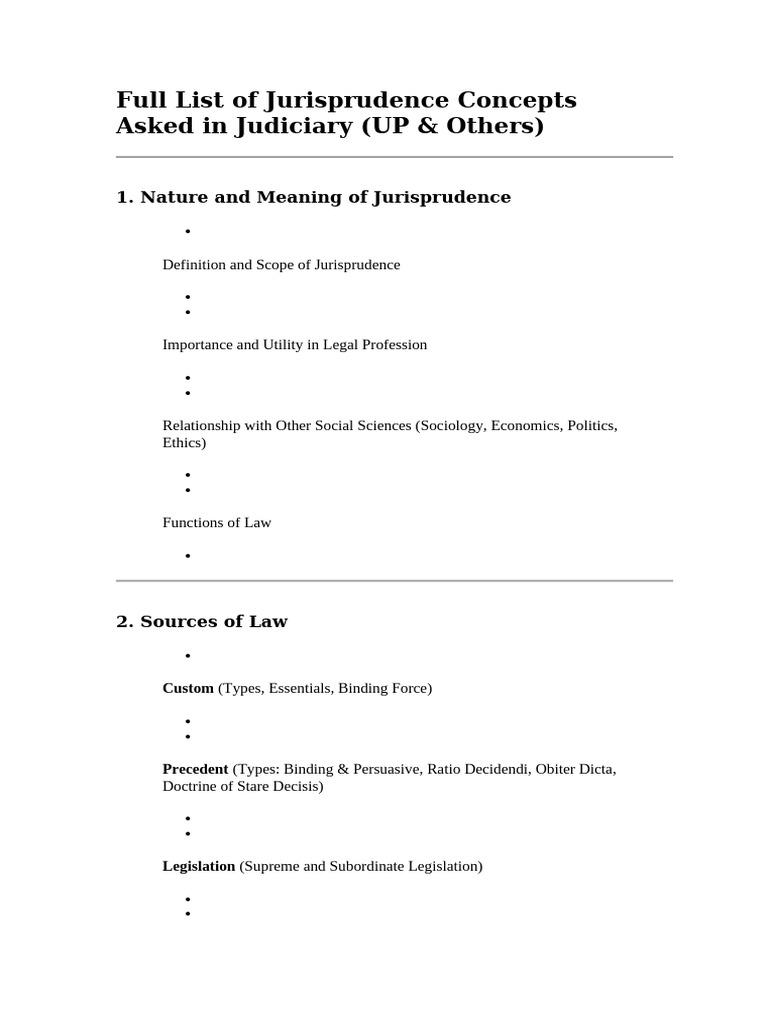 Full List of Jurisprudence Concepts Asked in Judic | PDF ...