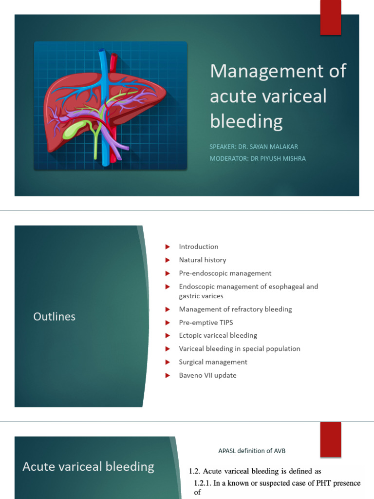 Acute Variceal Bleeding Management Guide | PDF | Cirrhosis | Medical ...