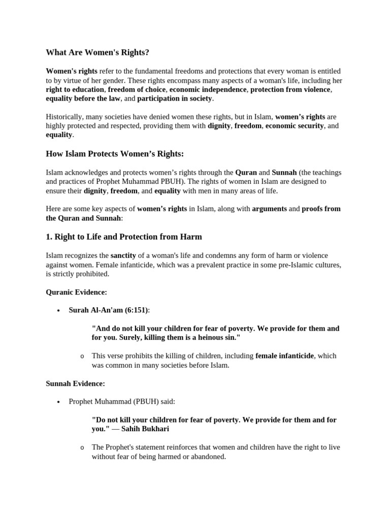 Women's Rights in Islam Explained | PDF | Hadith | Quran