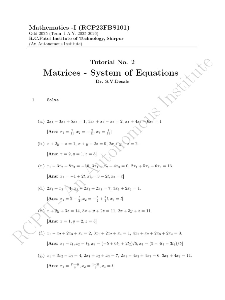 Solutions to Matrix Equations | PDF | Mathematics | Mathematical Objects