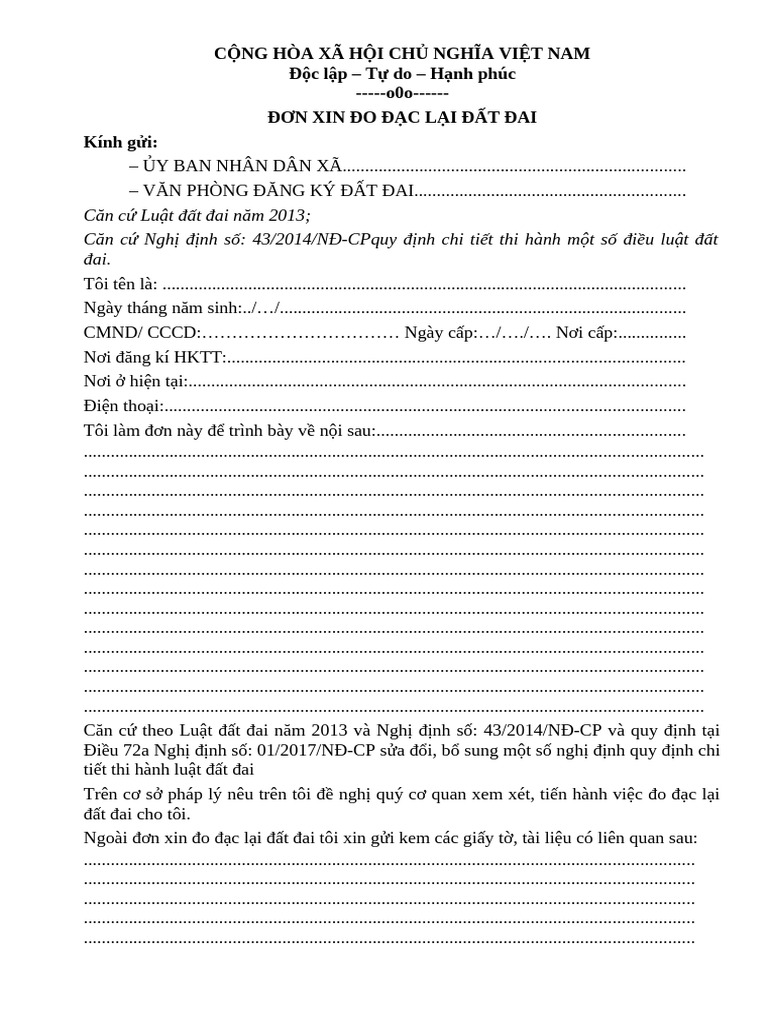 Mau Don Xin Do Dac Lai Dat Dai | PDF