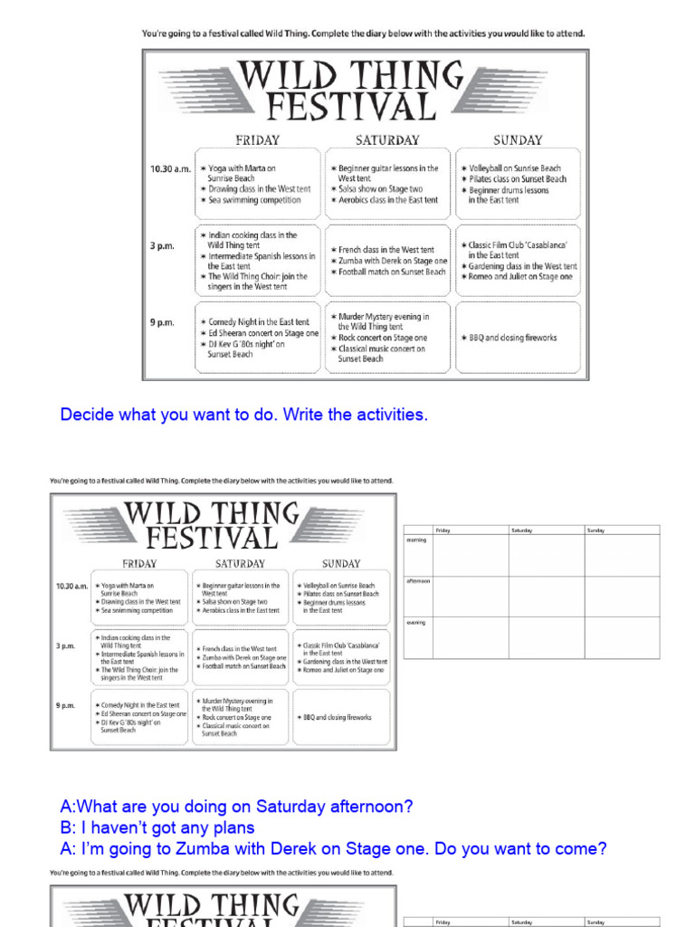 Saturday Zumba Plans and Homework | PDF