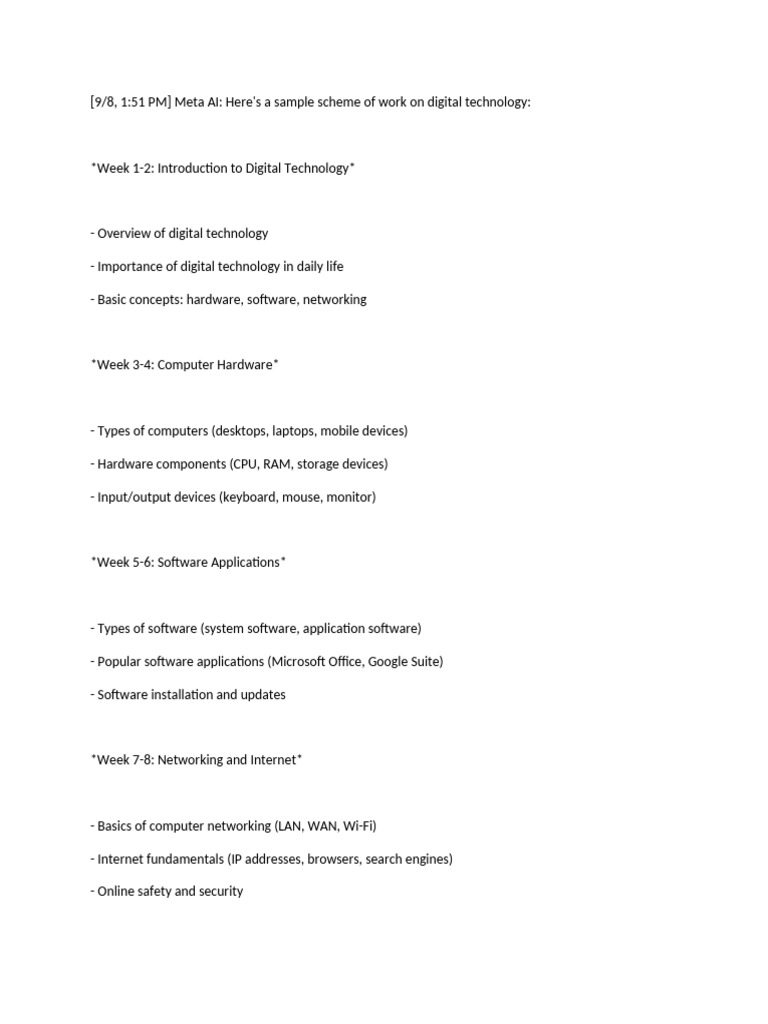 Digital Technology Curriculum for SSS 1-3 | PDF | Waves | Internet & Web
