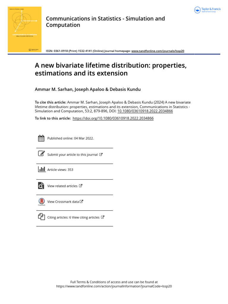 Bivariate Chen Distribution: Properties & Estimation | PDF ...