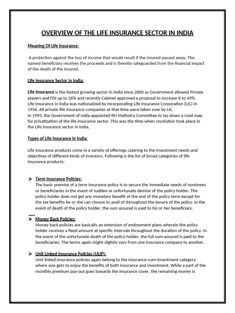 Life Insurance Sector Overview in India | PDF | Life Insurance | Insurance