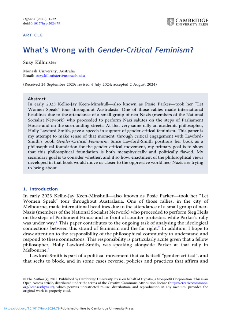 Critique of Gender-Critical Feminism | PDF | Gender | Gender Studies