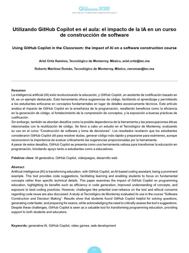 Impacto de GitHub Copilot en educación | PDF | Inteligencia artificial ...