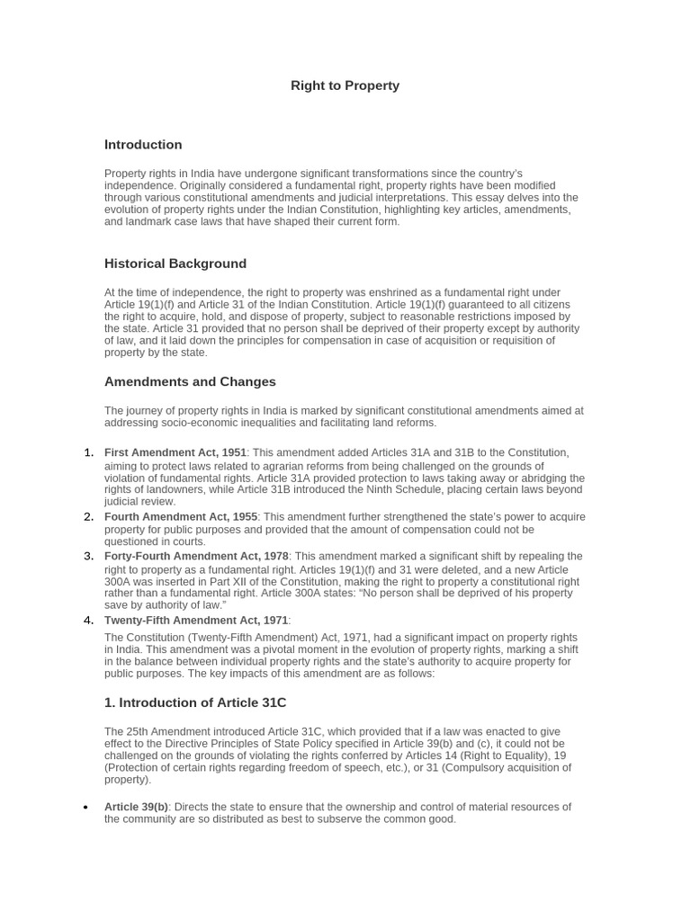 Evolution of Property Rights in India | PDF | Government | Legal Documents