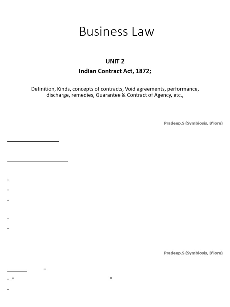 UNIT 2 - Indian Contract Act 1872 | PDF | Guarantee | Indemnity
