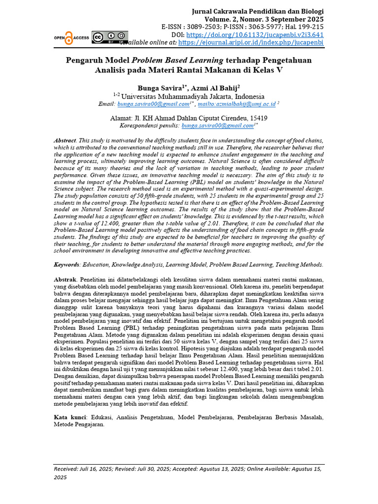Pengaruh Model Problem Based Learning Terhadap Pen | PDF
