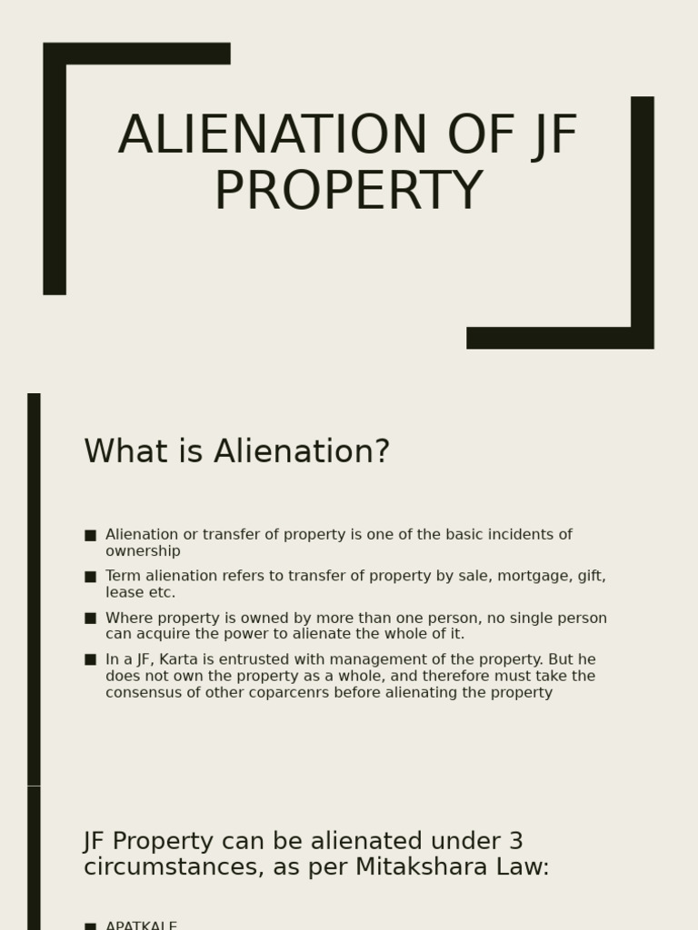 Alienation of Joint Family Property | PDF | Property | Burden Of Proof ...