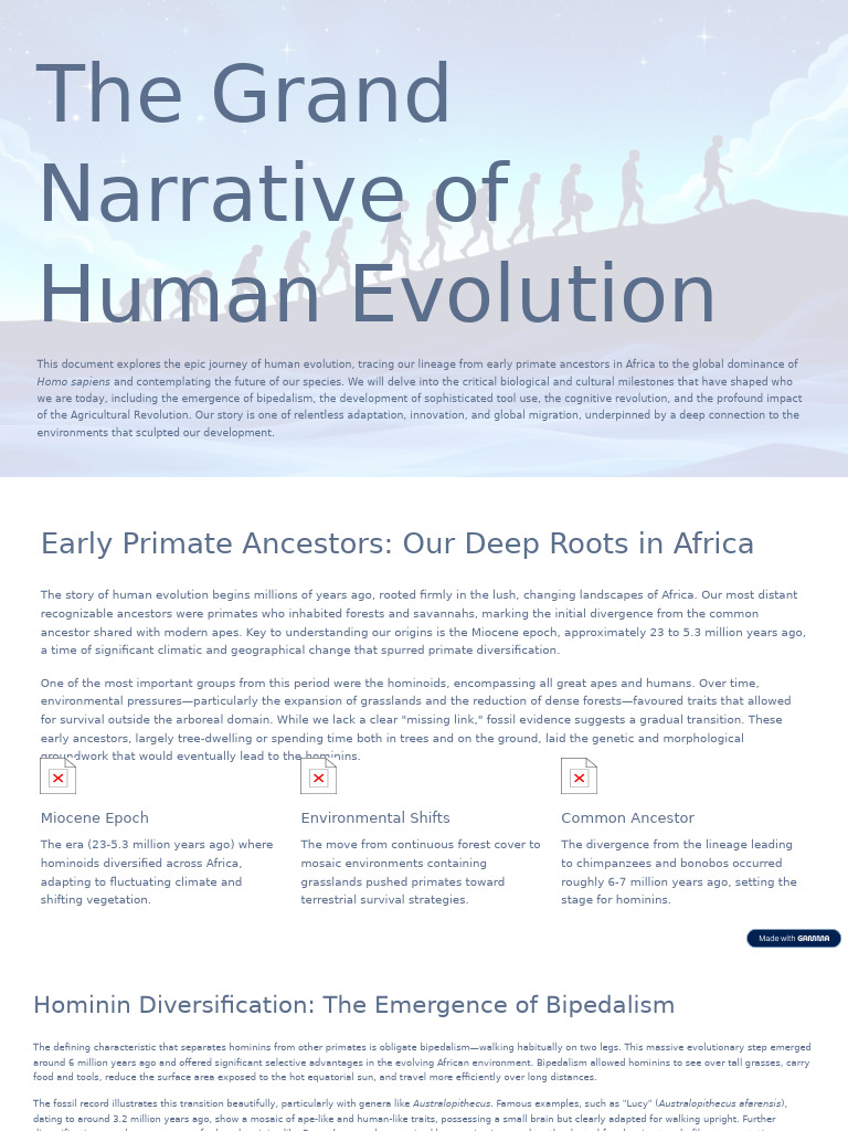Human Evolution: From Primates to Sapiens | PDF | Homo | Bipedalism