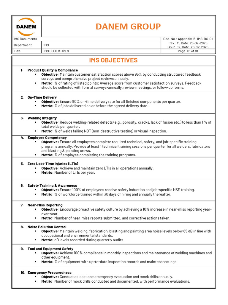 IMS Objectives for Quality and Safety | PDF | Nondestructive Testing ...