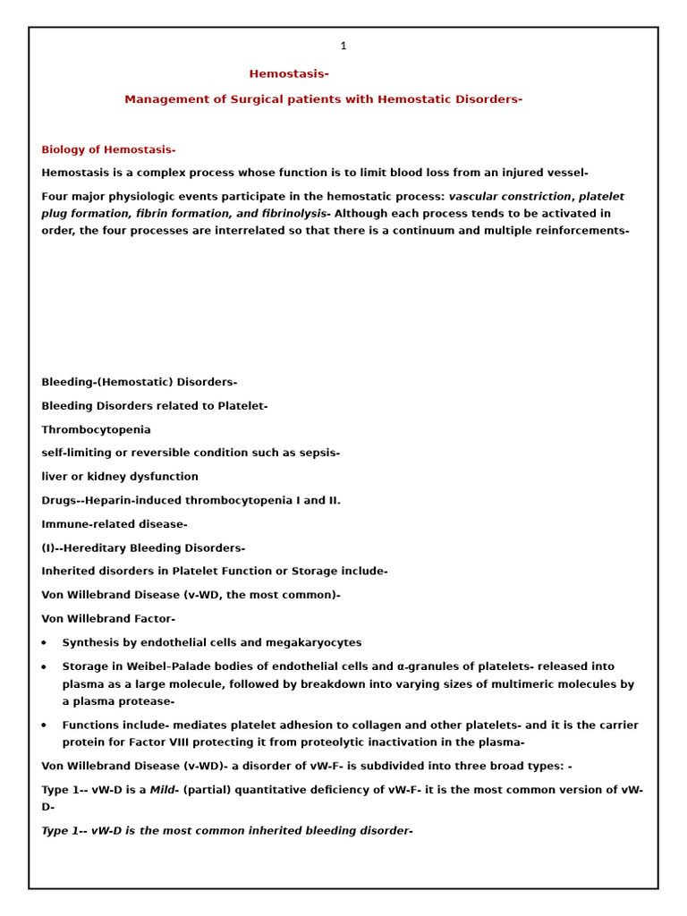 Hemostasis Surgical Patients With Hemostatic Disorders | PDF ...