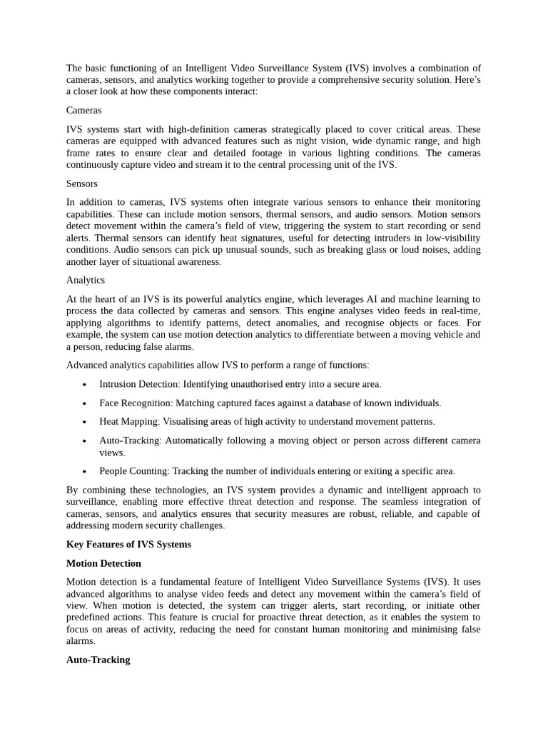 Intelligent Video Surveillance Overview | PDF | Internet Of Things ...
