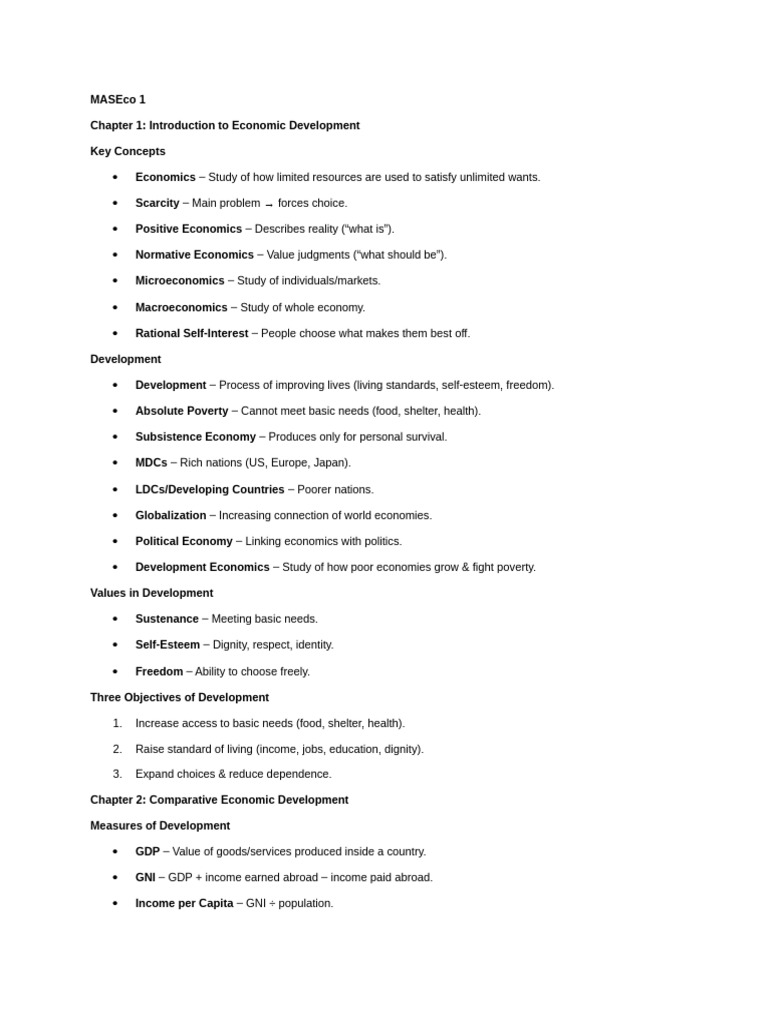 Economic Development: Key Concepts & Theories | PDF | Cost Of Living ...