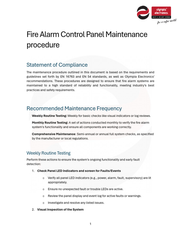 Fire Alarm Panel Maintenance Guide | PDF | Electricity | Electrical ...