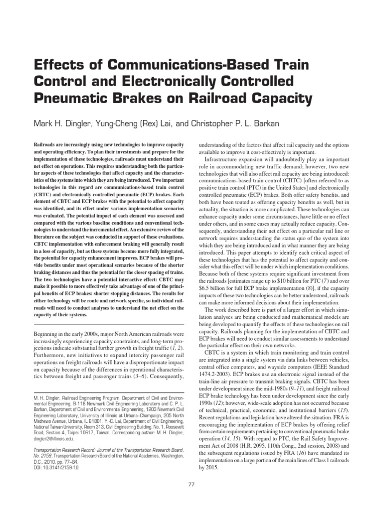 Effects of Communication Based Train Control and Electronically ...