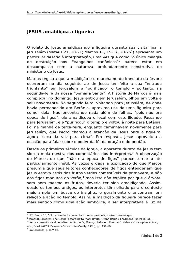 JESUS Amaldiçoa A Figueira | PDF | Jesus | Ficus