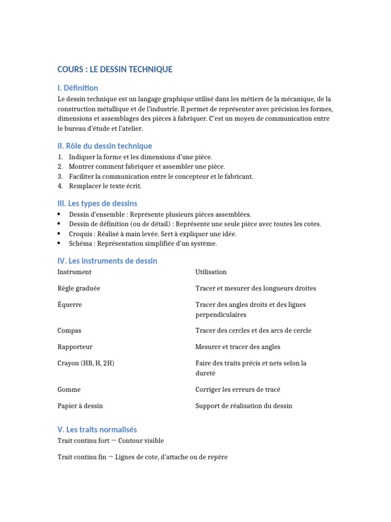 Cours de dessin technique complet | PDF | Dessin technique | Dessin