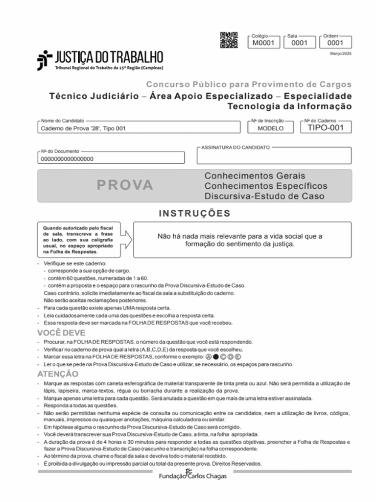 Prova Concurso TRT 15: TI e Conhecimentos Gerais | PDF | Educação ...