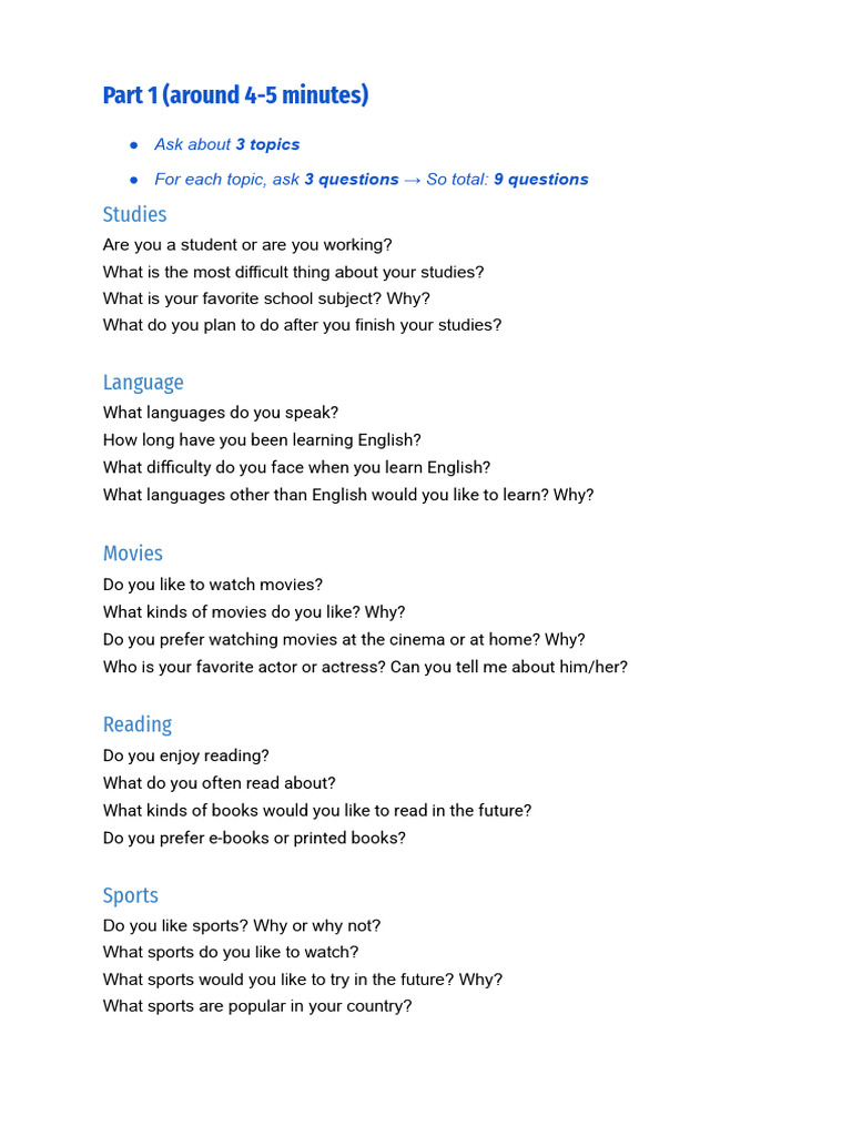 Comprehensive Speaking Topics Guide | PDF