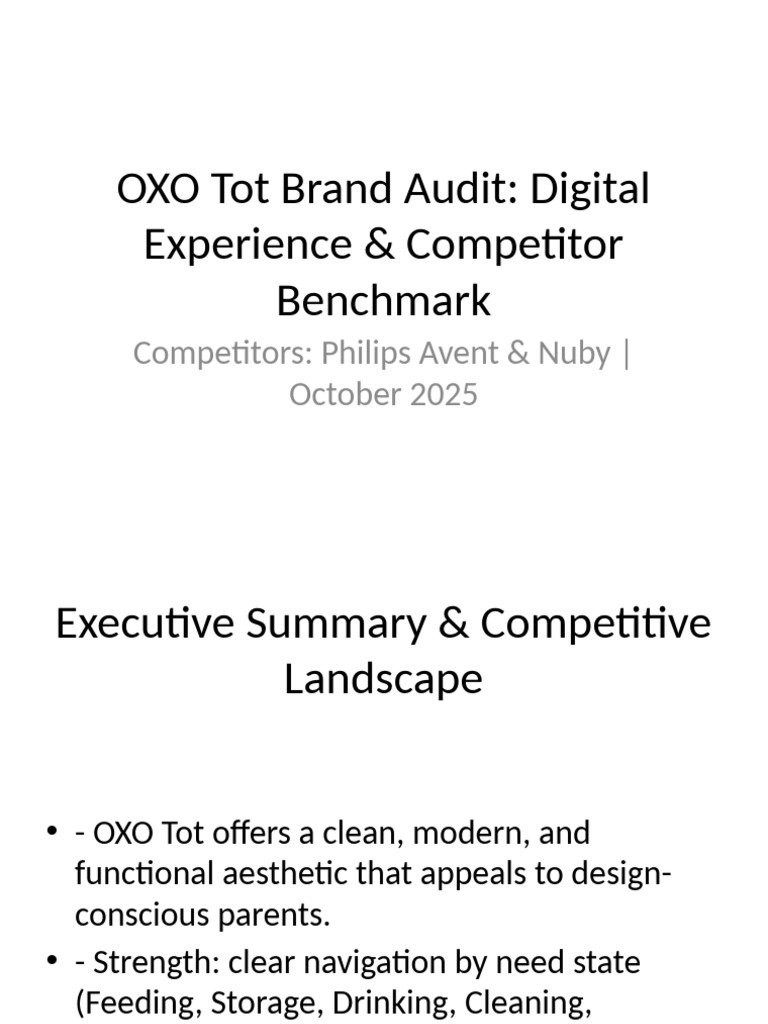 OXO Tot Brand Audit v2 Ergobaby Structure | PDF