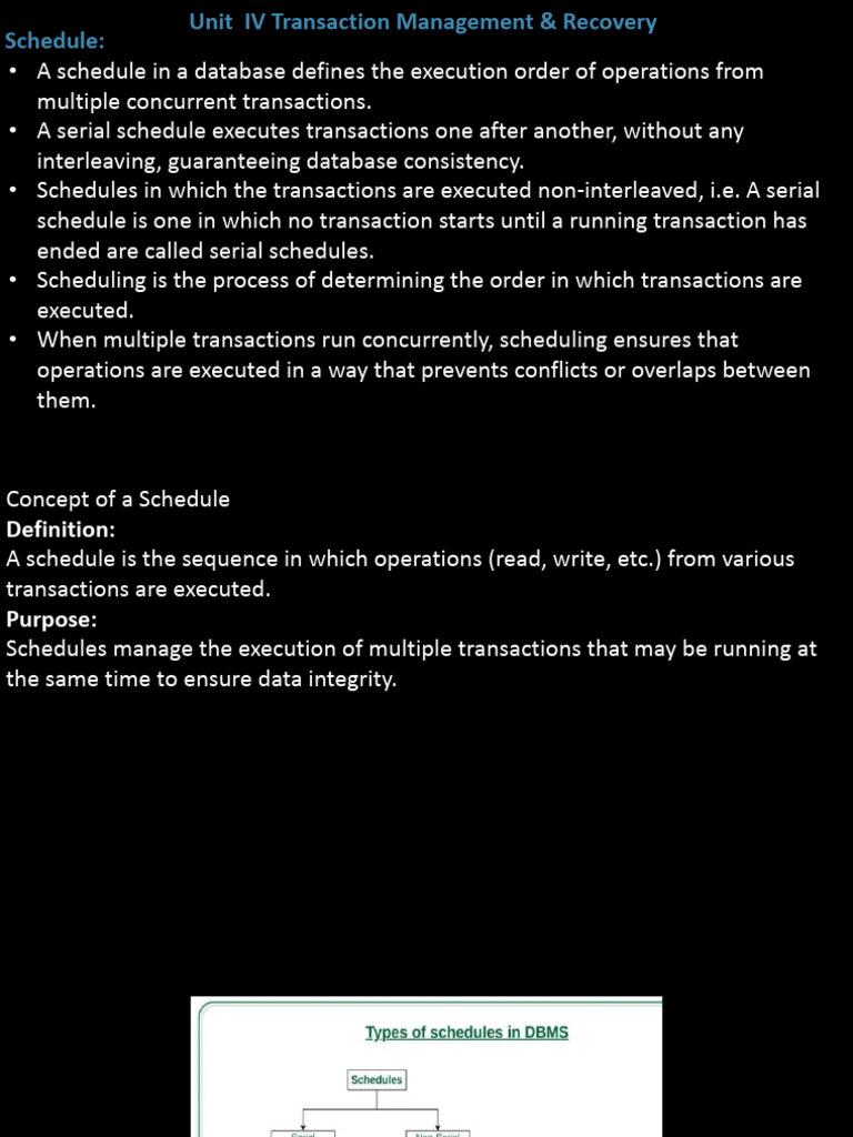 Transaction Scheduling and Recovery Methods | PDF | Database ...