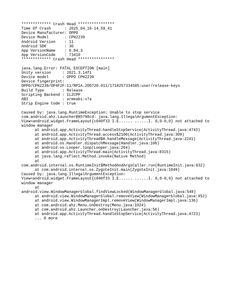 OPPO CPH2239 Crash Report Analysis | PDF
