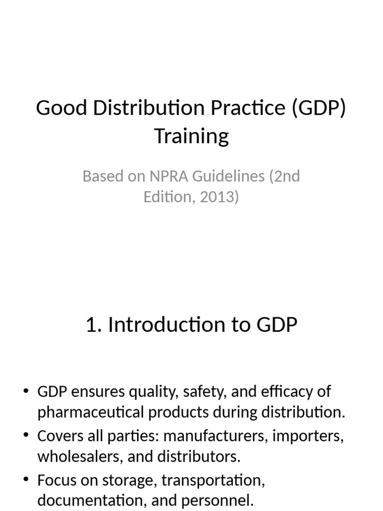 GDP Training: NPRA Guidelines Overview | PDF