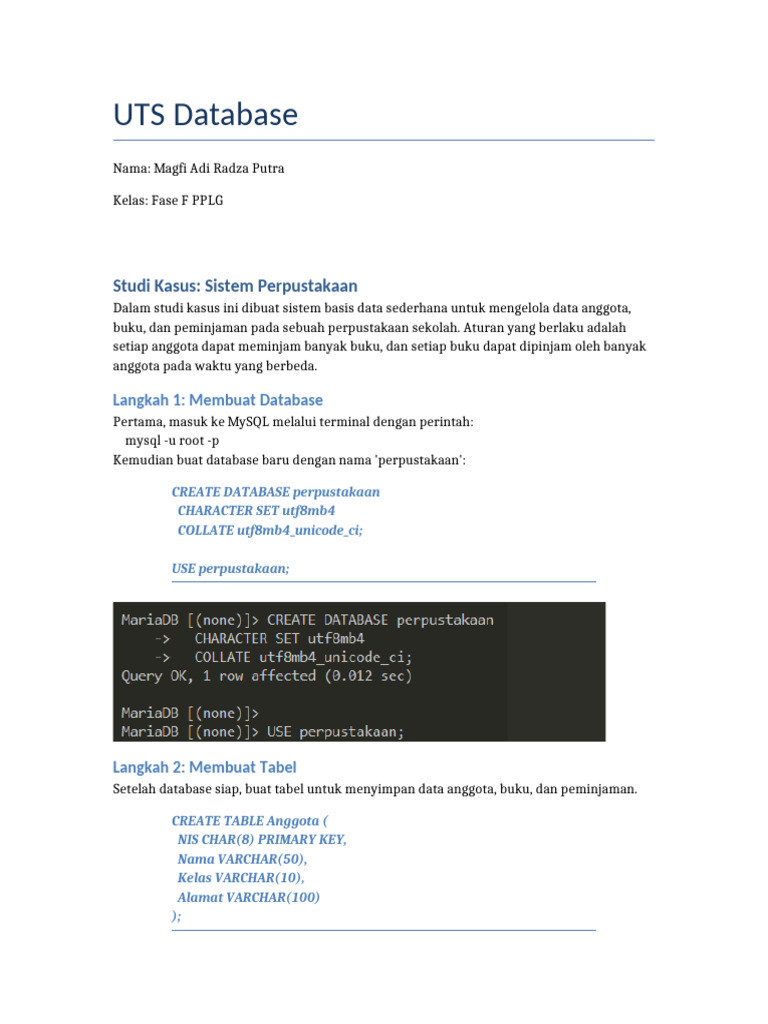 Sistem Database Perpustakaan Sekolah | PDF