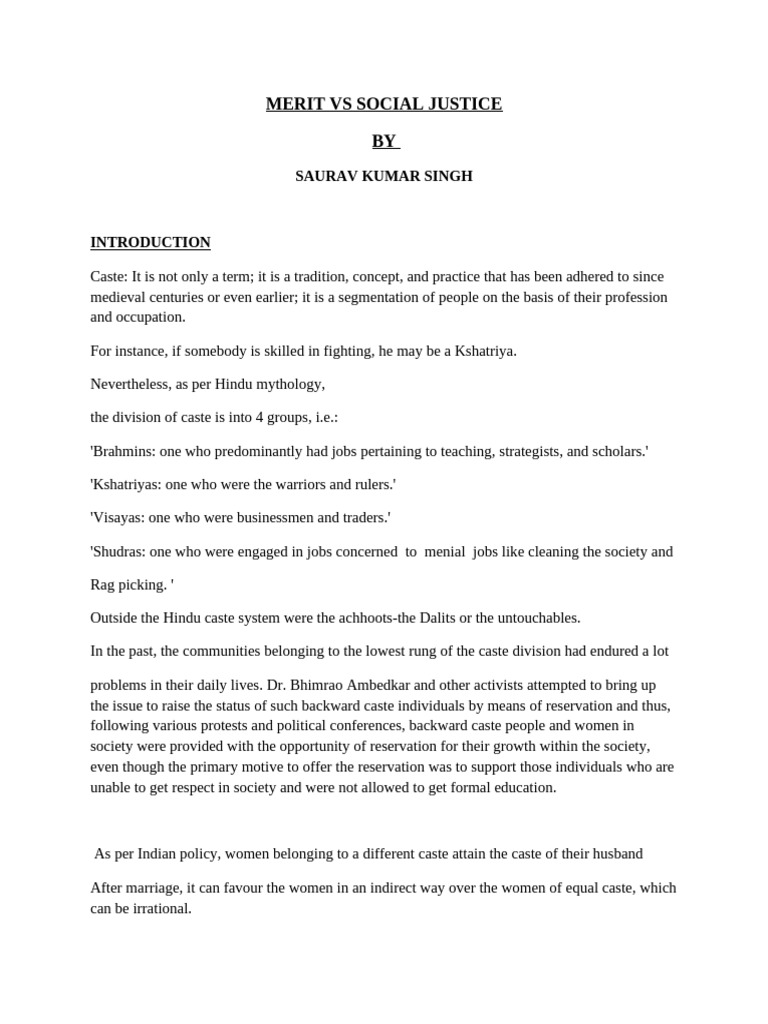 Merit vs Social Justice in Caste System | PDF | Caste | Social Inequality