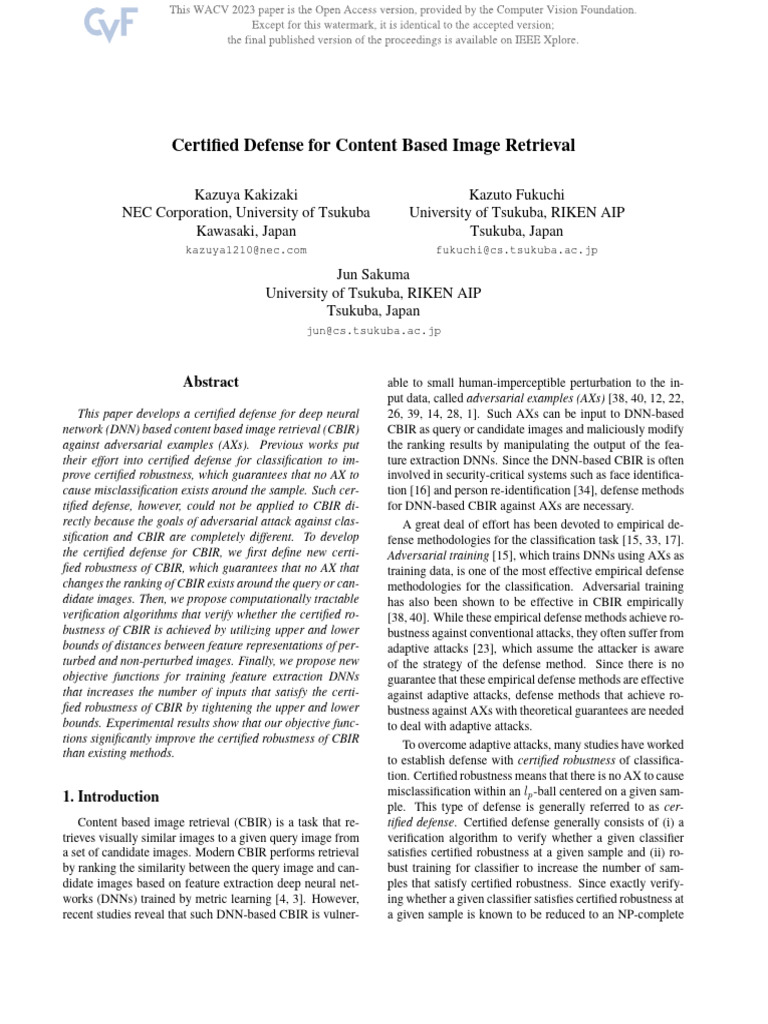 Certified Defense for CBIR Against Attacks | PDF | Deep Learning ...
