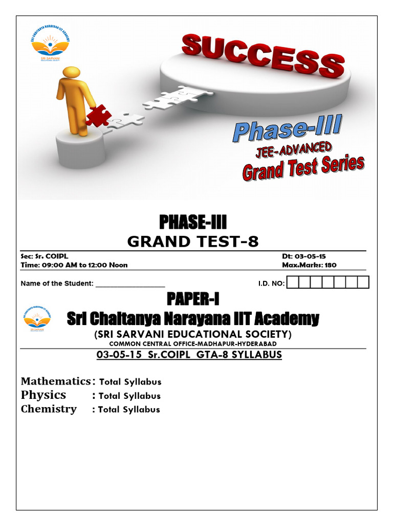 03 05 15 SR Coipl PH III Jee Adv Gta 8 2014 p1 Q'paper | PDF | Rotation ...