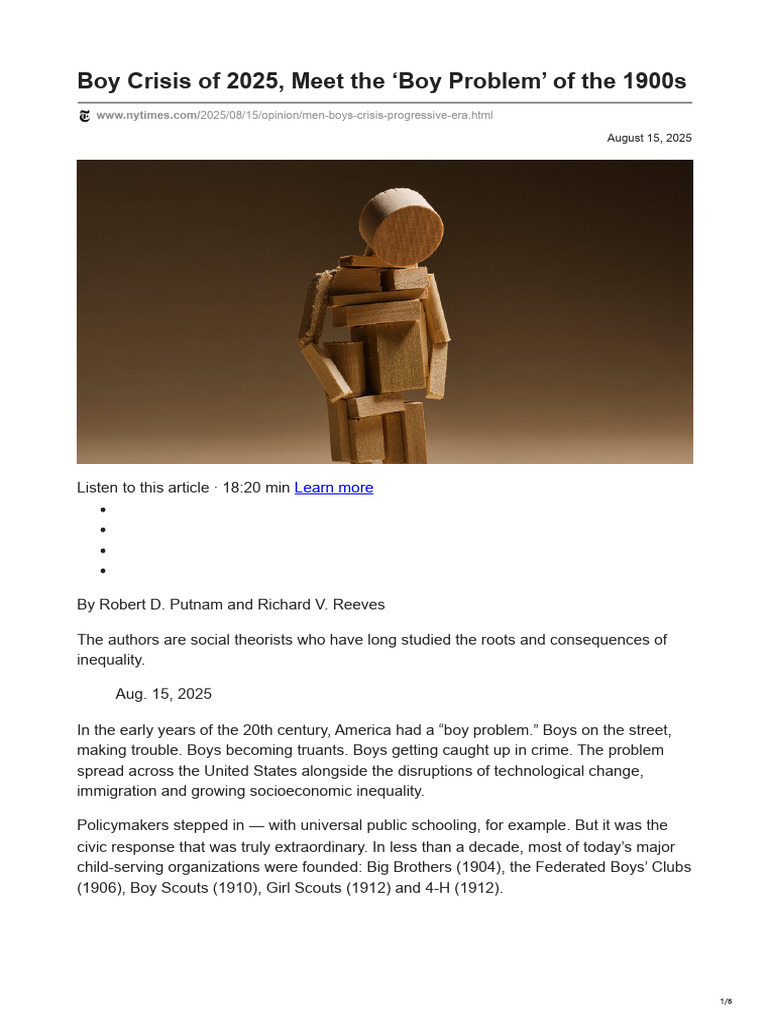 Boy Crisis of 2025, Meet The Boy Problem' of The 1900s | PDF ...