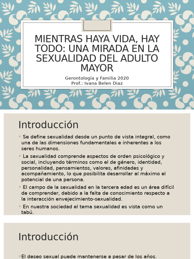 Sexualidad en Adultos Mayores: Realidades y Tabúes | PDF | Vejez | La ...