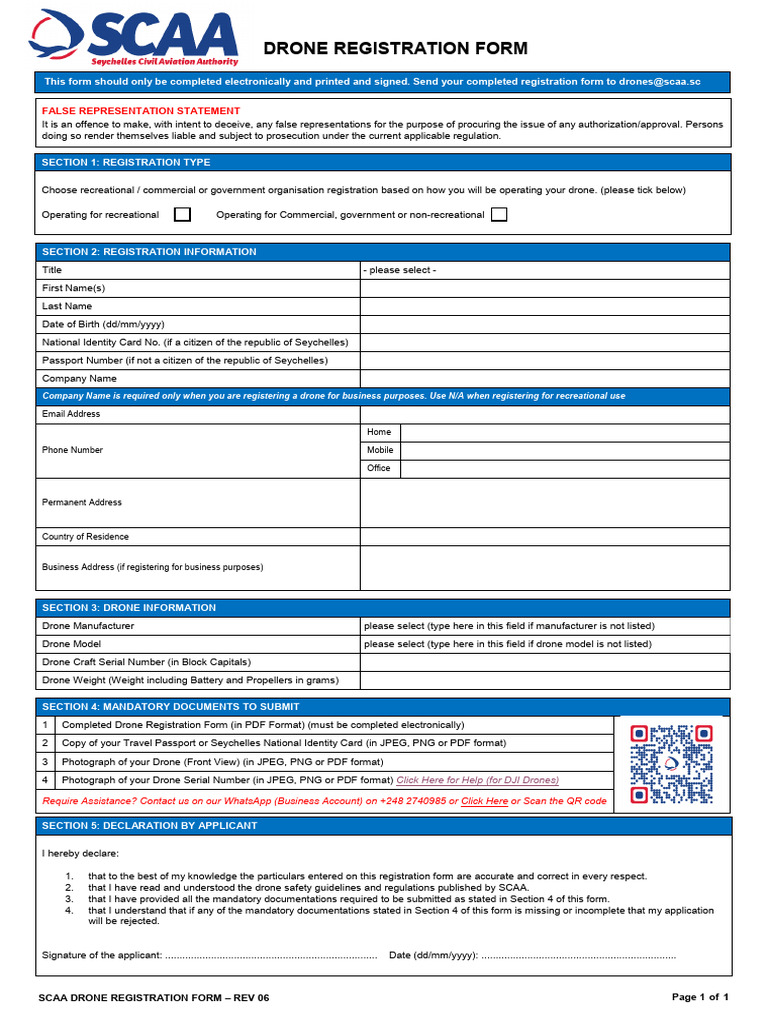Seychelles Drone Registration Form | PDF | Identity Document