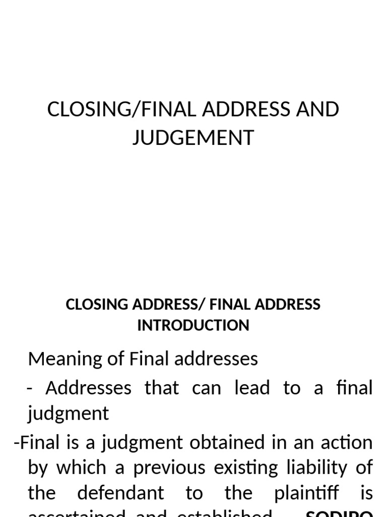 Understanding Closing Addresses and Judgments | PDF | Judgment (Law ...