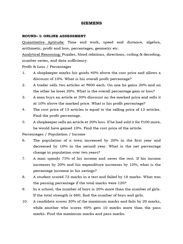 Siemens Online Assessment Guide | PDF | Method (Computer Programming ...
