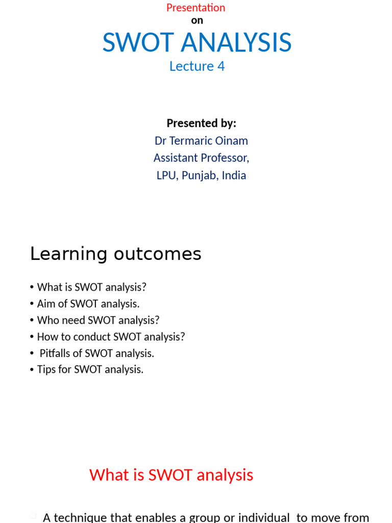 4lecture 4 Swot Analysis | PDF | Swot Analysis | Economies