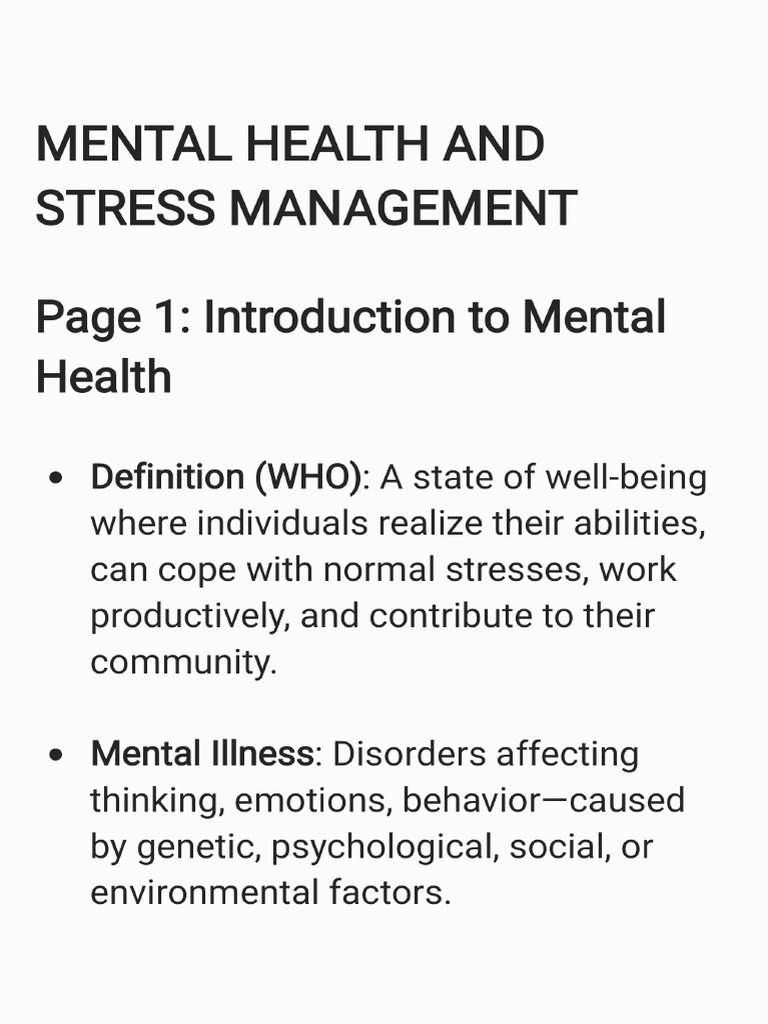 Mental Health and Stress Management PDF | PDF