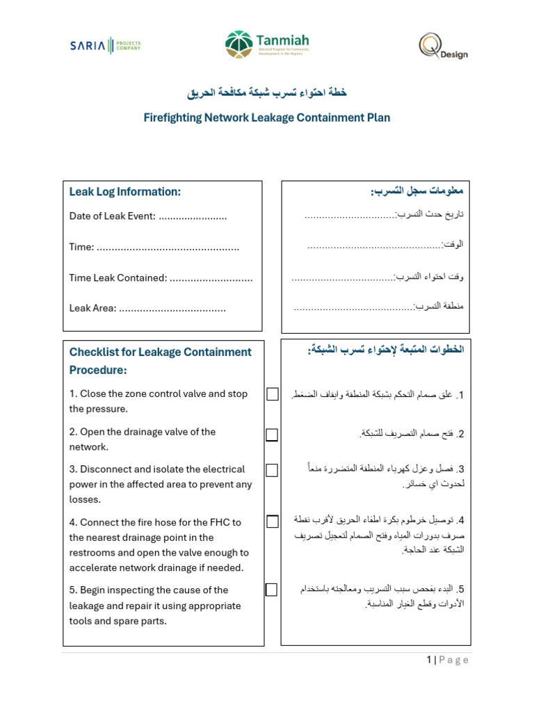 Firefighting Network Leakage Containment Plan | PDF