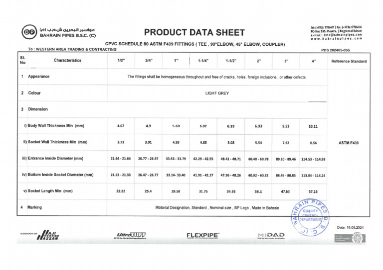 CPVC Material Data Sheet 439 | PDF