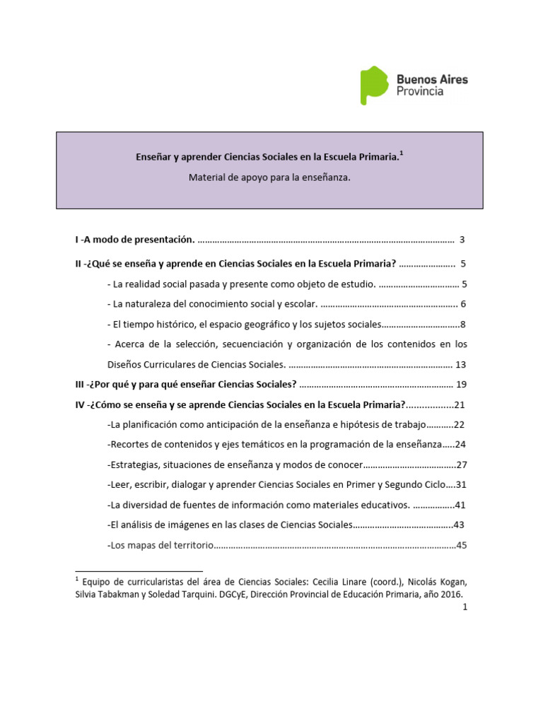 Enseñanza de Ciencias Sociales en Primaria | PDF | Plan de estudios ...