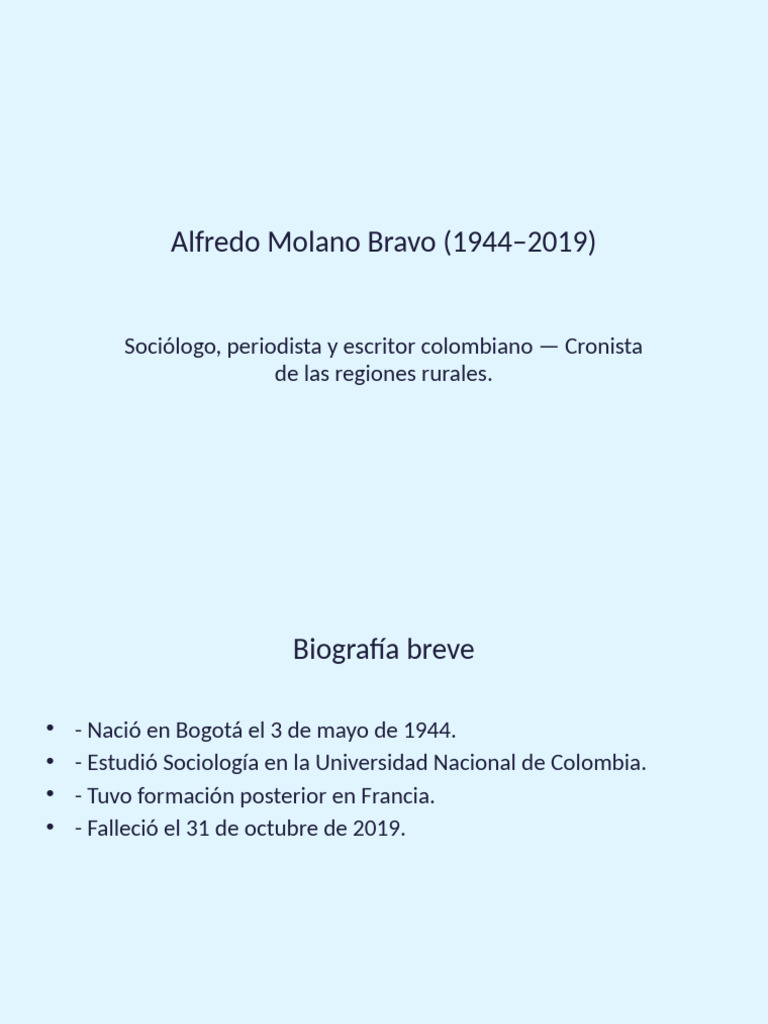 Alfredo Molano: Crónica y Ruralidad en Colombia | PDF